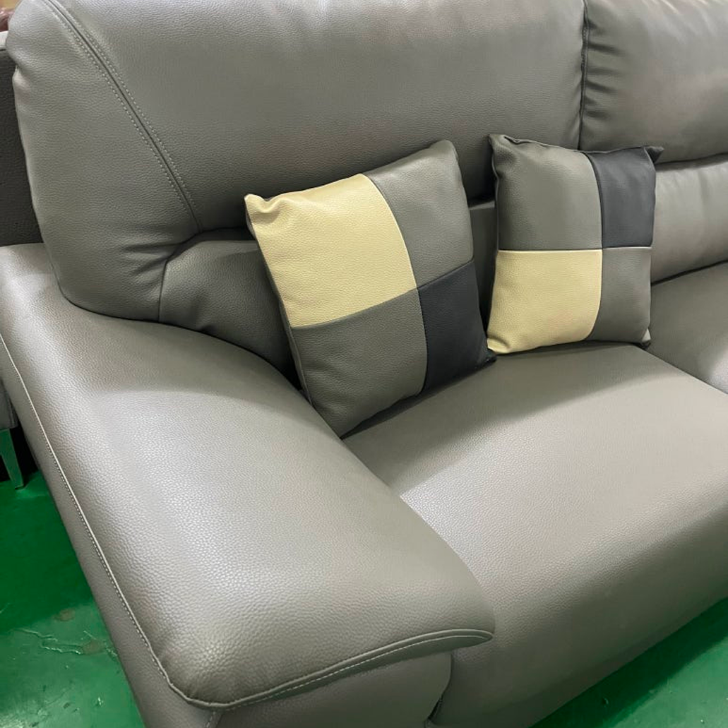 4인용 가죽소파 / 카키